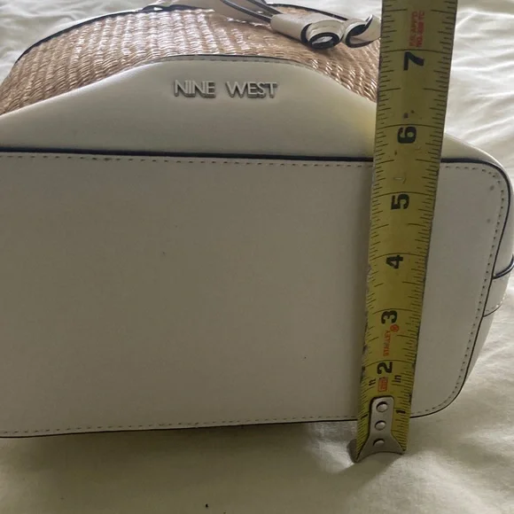 Nine West White Straw-Trim Bucket Bag with Braided Strap - Picture 12 of 12
